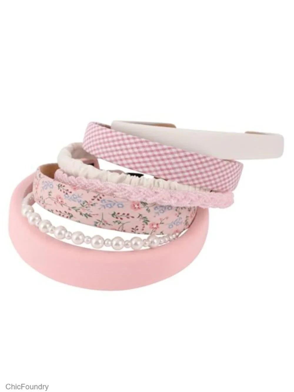 Women's Pearls Floral Wide Headbands Set of 7 Non-Slip Knot Wavy